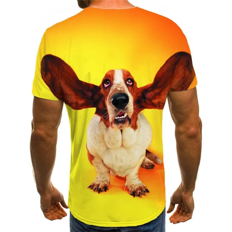 t shirt dog Puppy Cute animal Print clothes Cool big Smart dogs male art costume