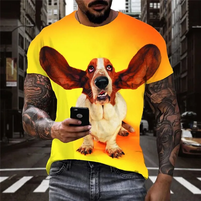 t shirt dog Puppy Cute animal Print clothes Cool big Smart dogs male art costume