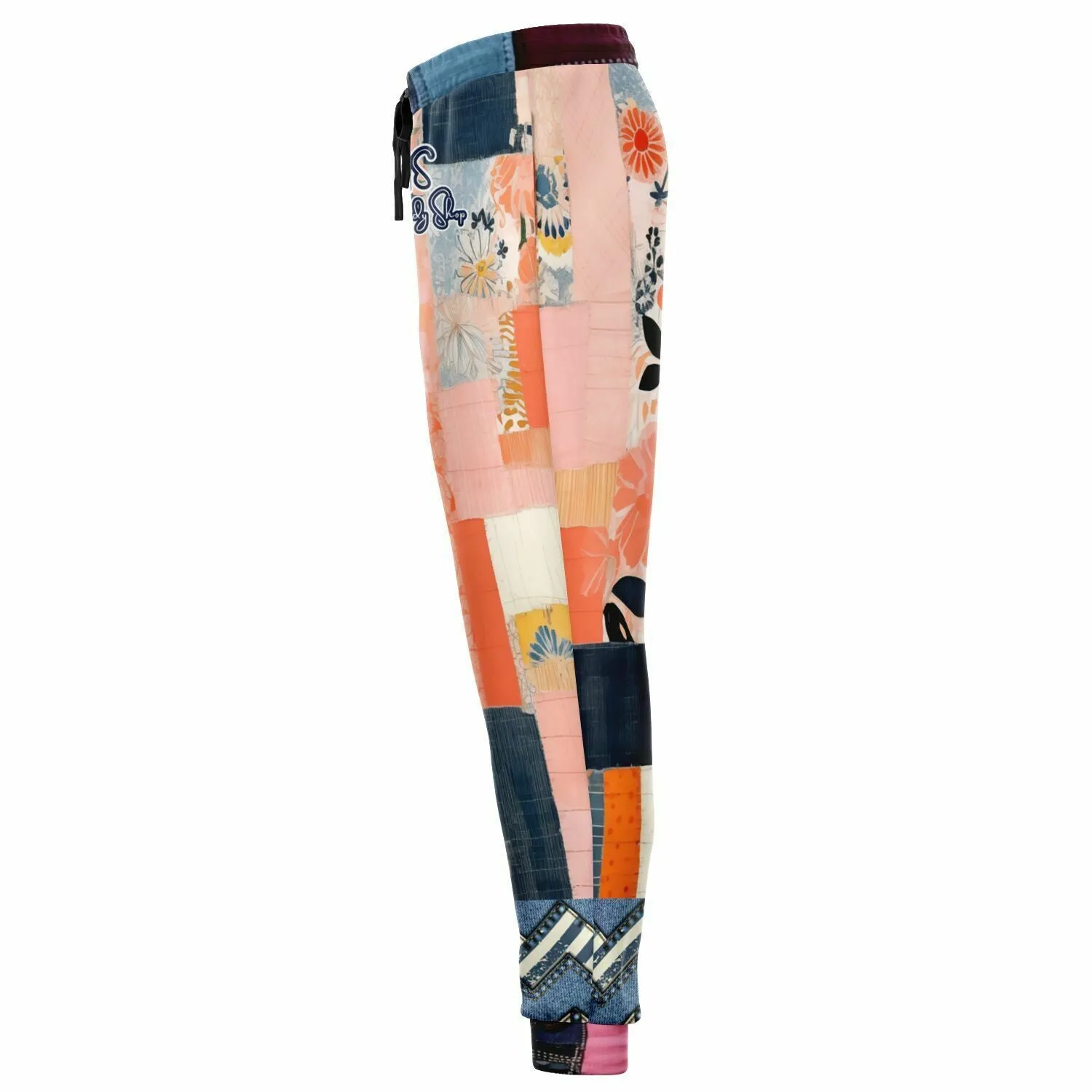 The Sultry Coed Pink Floral Patchwork Eco-Poly Unisex Joggers