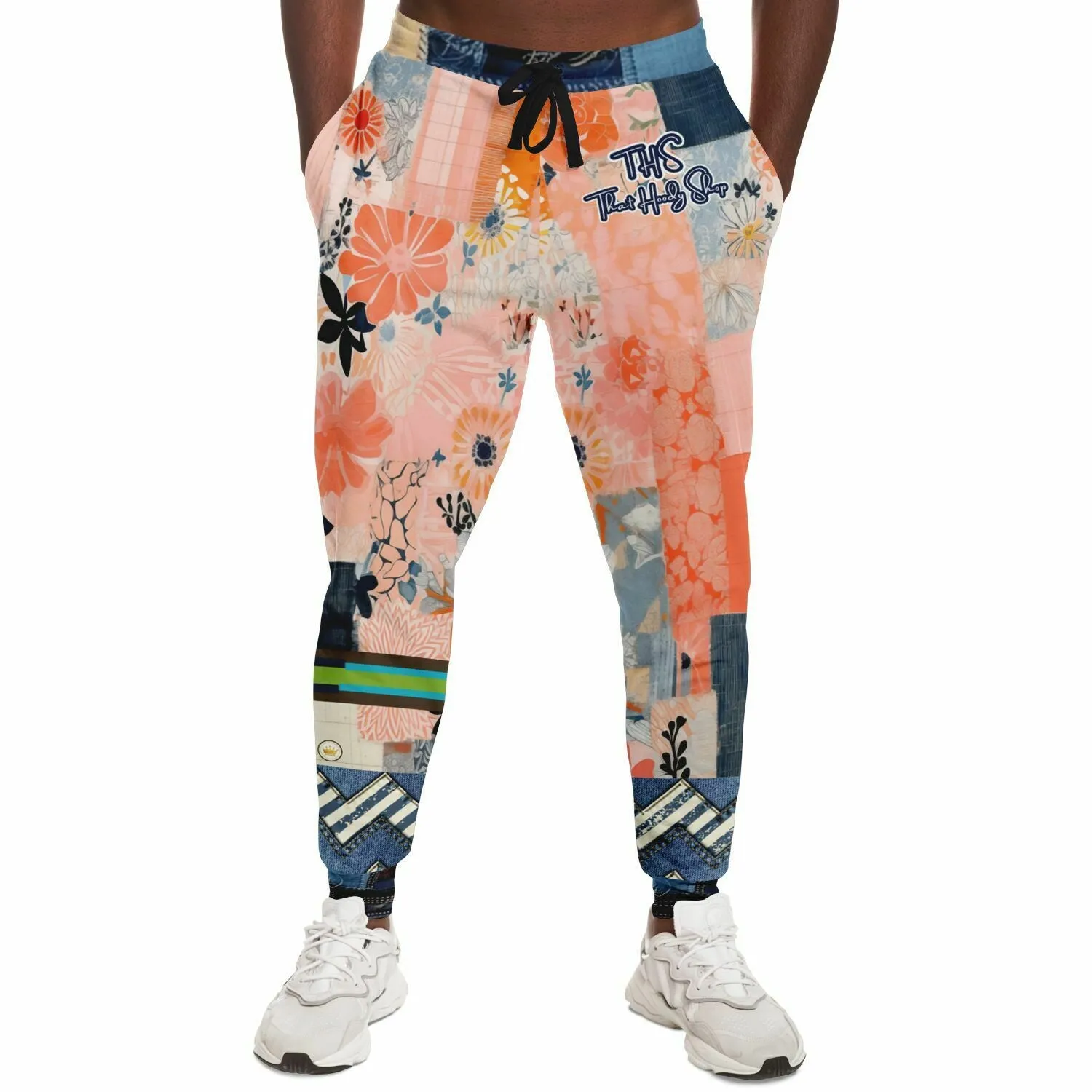 The Sultry Coed Pink Floral Patchwork Eco-Poly Unisex Joggers