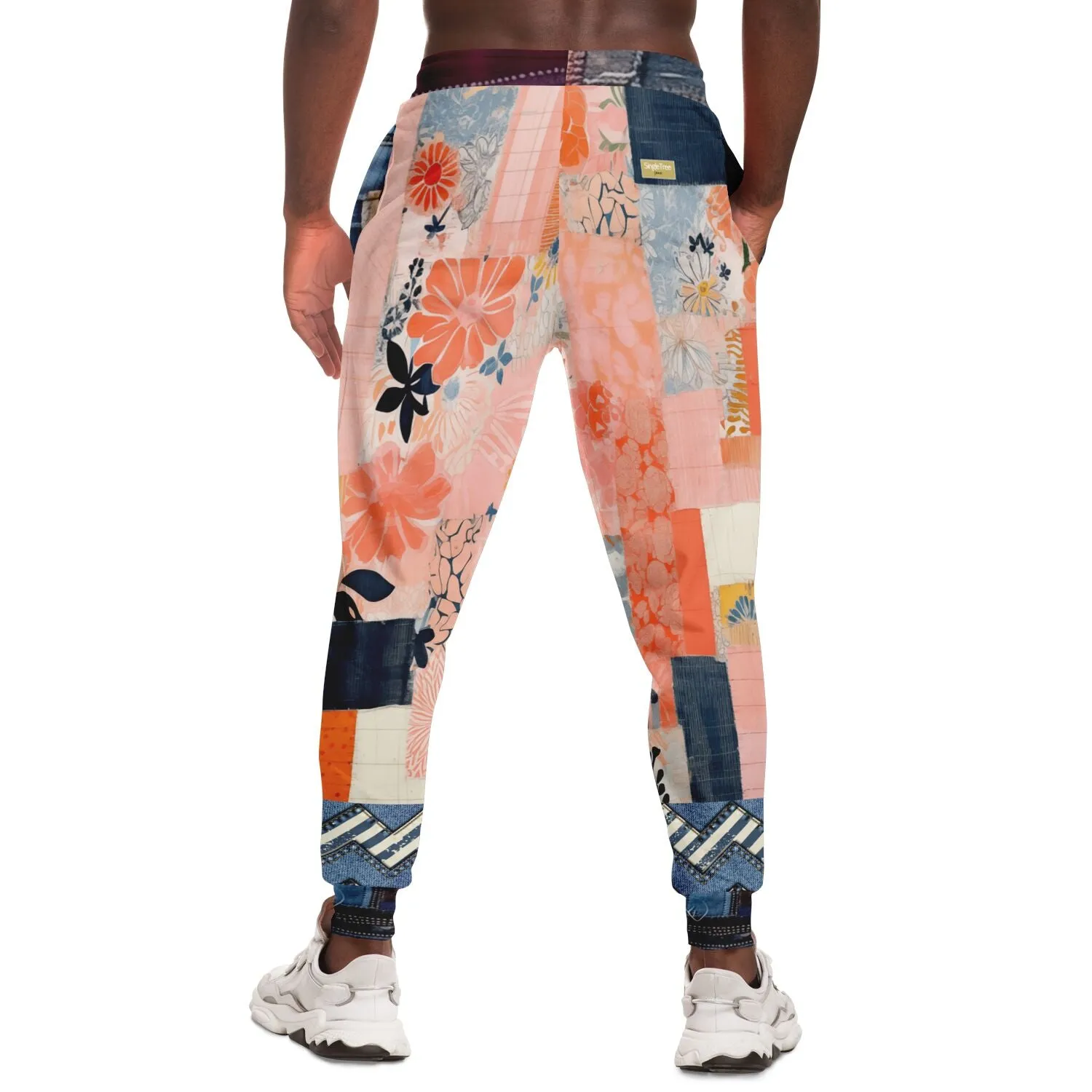 The Sultry Coed Pink Floral Patchwork Eco-Poly Unisex Joggers