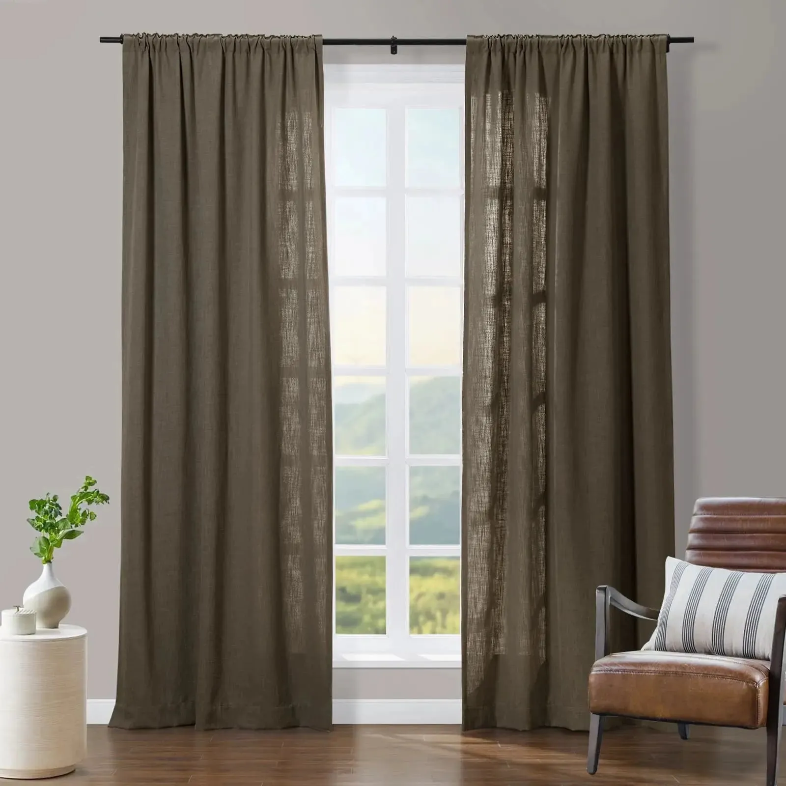 Tia Linen Curtain Drapery Soft Top