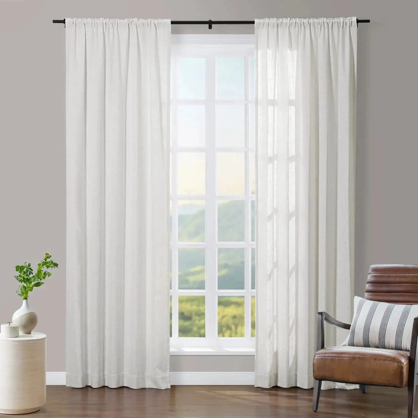 Tia Linen Curtain Drapery Soft Top