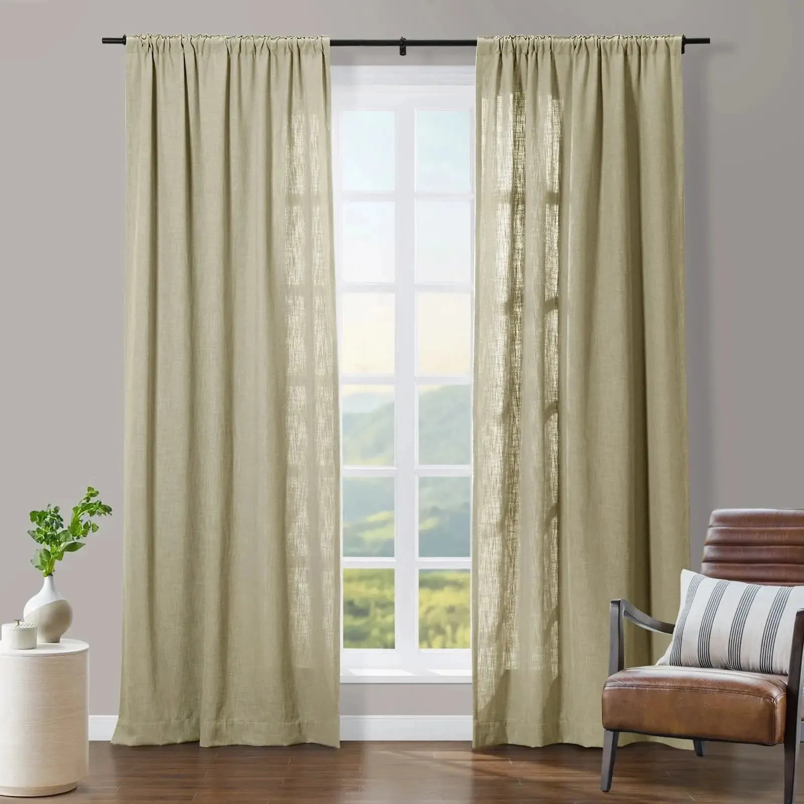 Tia Linen Curtain Drapery Soft Top