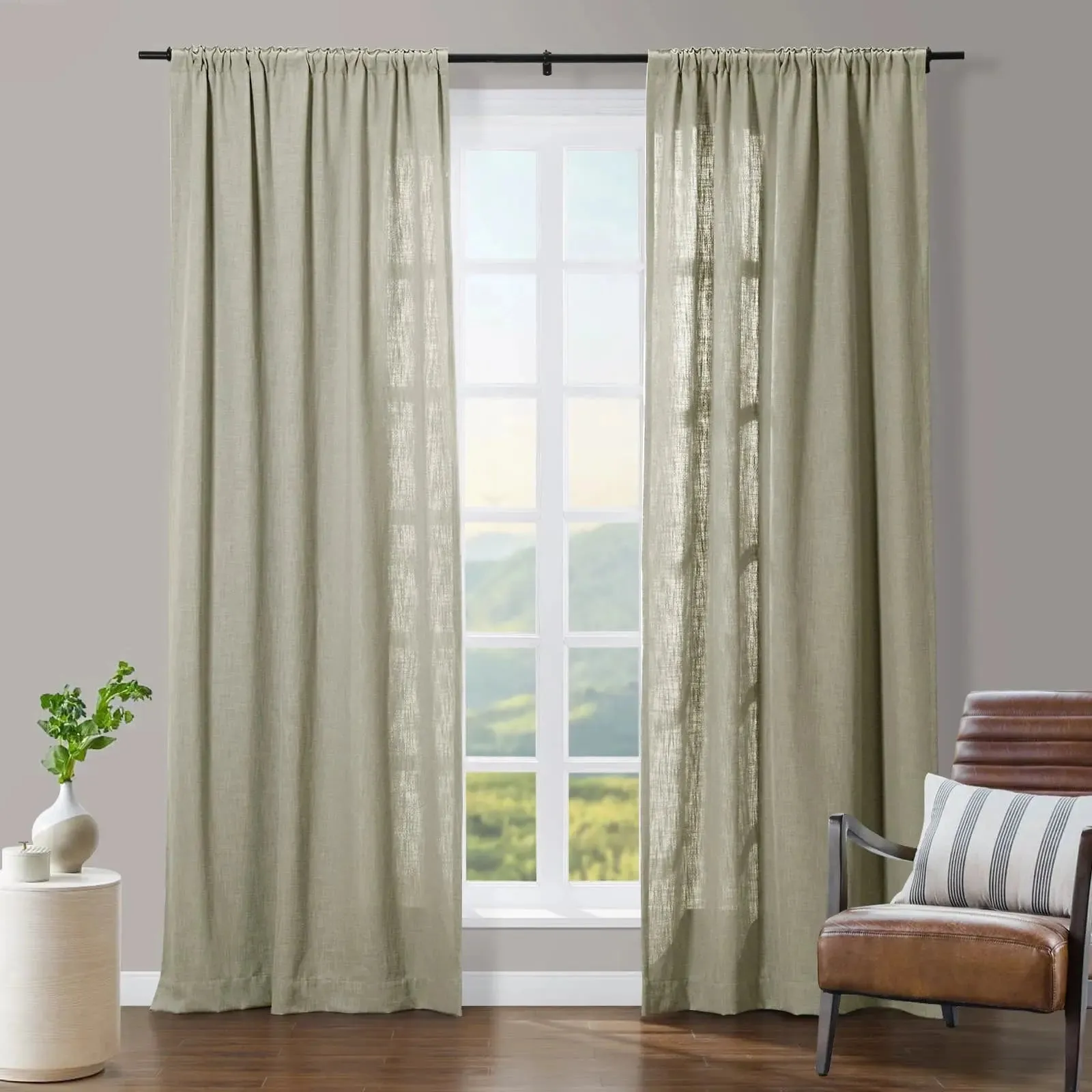 Tia Linen Curtain Drapery Soft Top