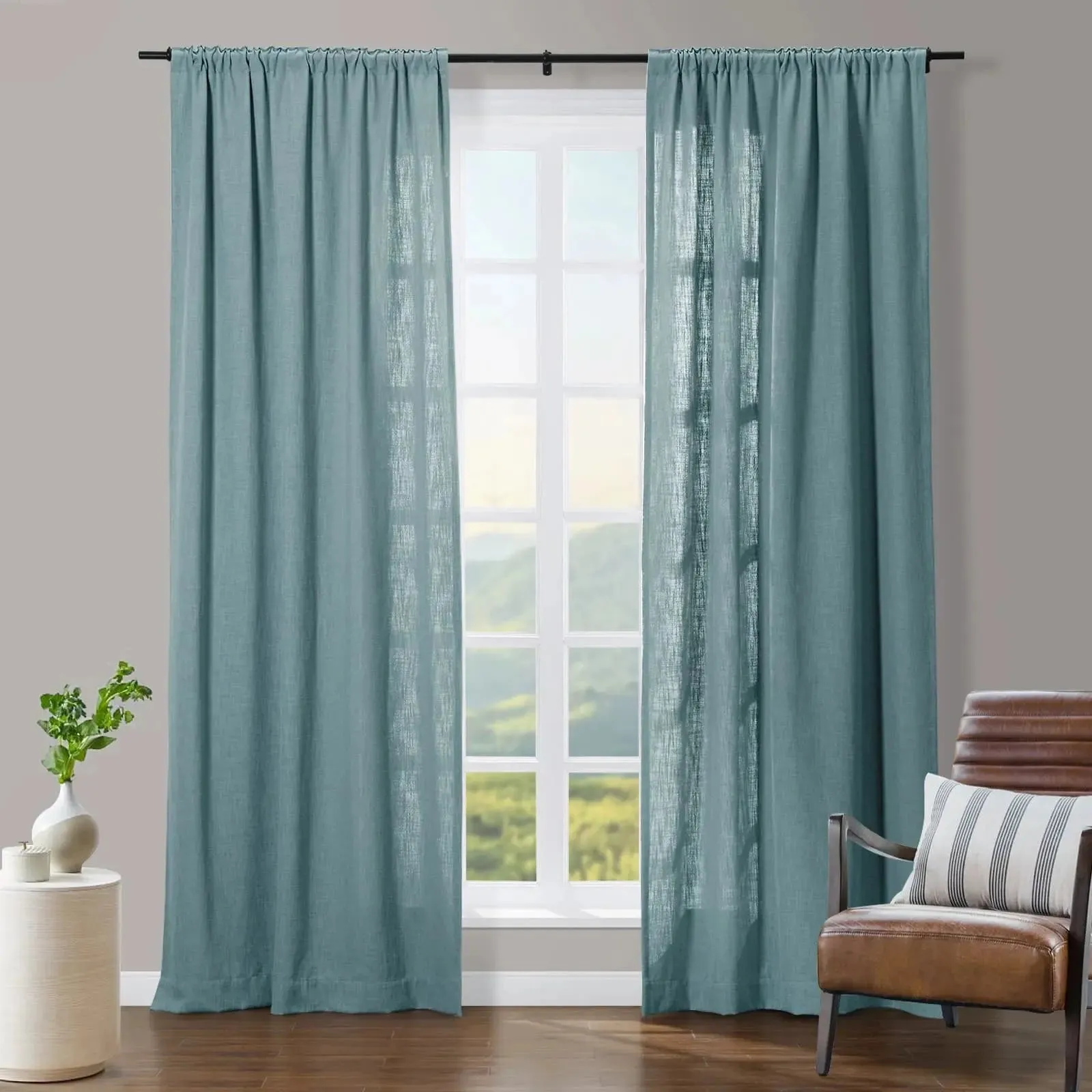 Tia Linen Curtain Drapery Soft Top