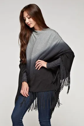 Tie Dye Cashmere Blend Fringe Poncho