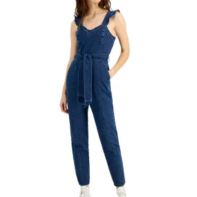 TINSELTOWN - Belted Denim Jumpsuit