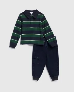 Toddler Boys Kelly Stripe Polo Set