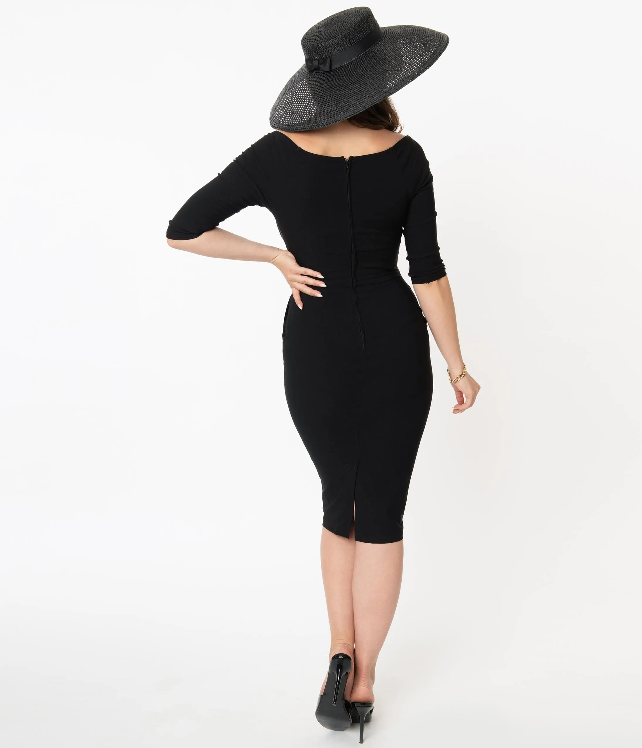 Unique Vintage Black Shailene Pencil Dress