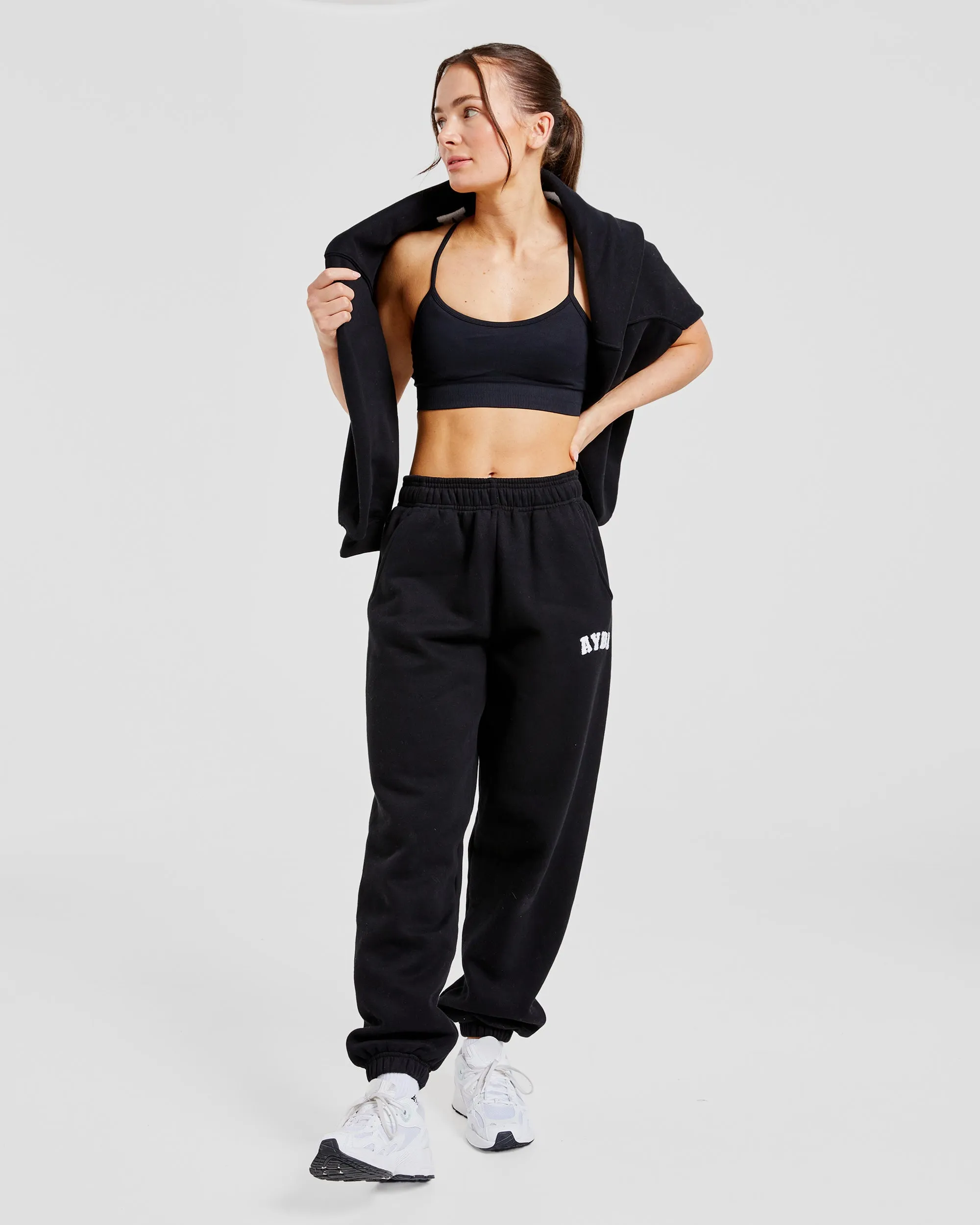 Varsity Oversized Joggers - Black