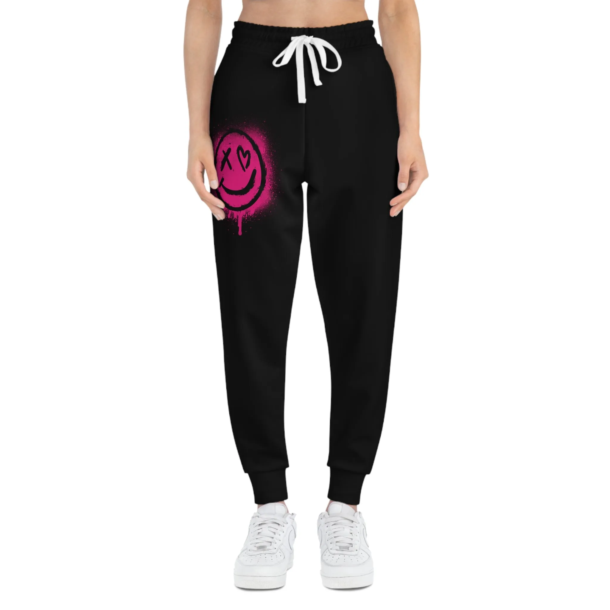 Vibrant Smiley Face Athletic Joggers - Stylish Activewear, Casual Outfit, Workout Gear, Gift for Sports Lovers, Streetwear Essentials