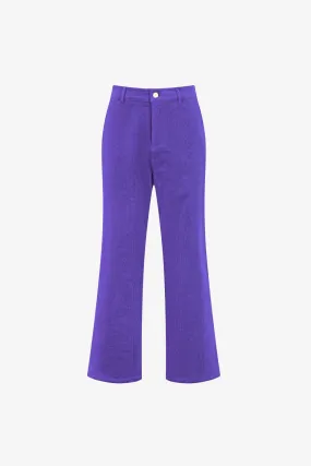 Violet Purple Flared Corduroy Trousers