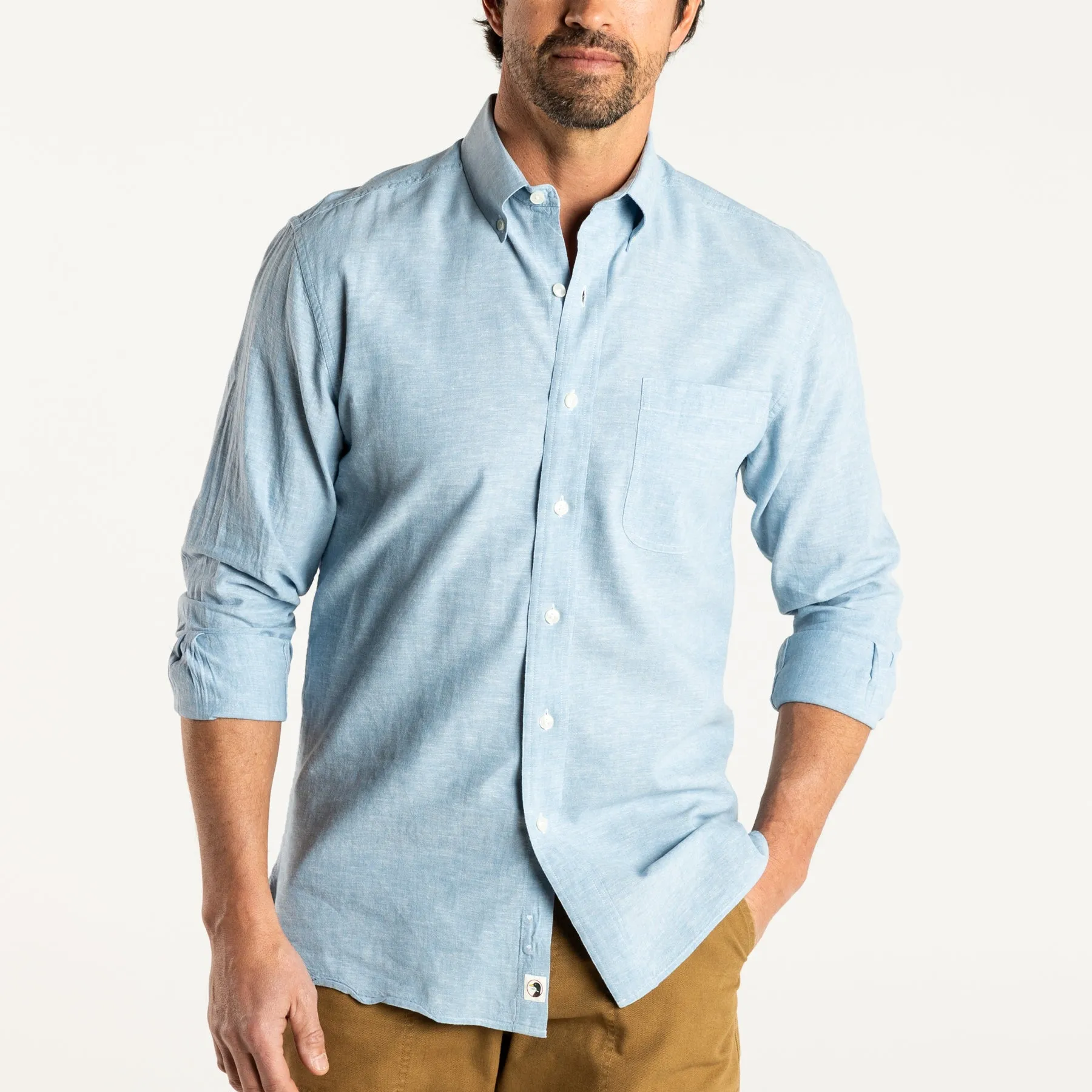 Wallace Solid Linen Cotton Oxford Sport Shirt