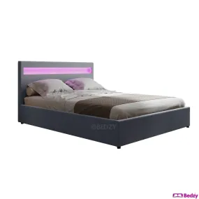 Wanda LED Storage Queen Bed Frame Grey