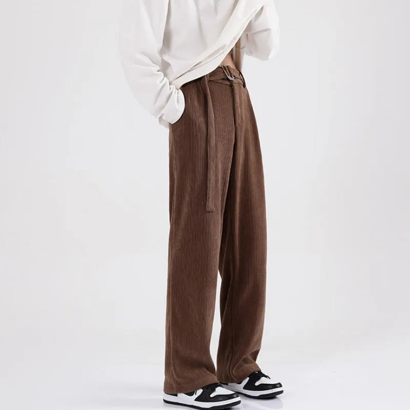 Wide Leg Corduroy Pants with Belt