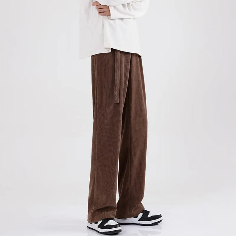 Wide Leg Corduroy Pants with Belt