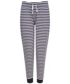 Womens cuffed lounge pants | Navy/White Stripes