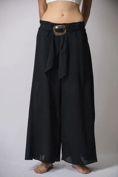 Womens Solid Color Palazzo Pants in Black