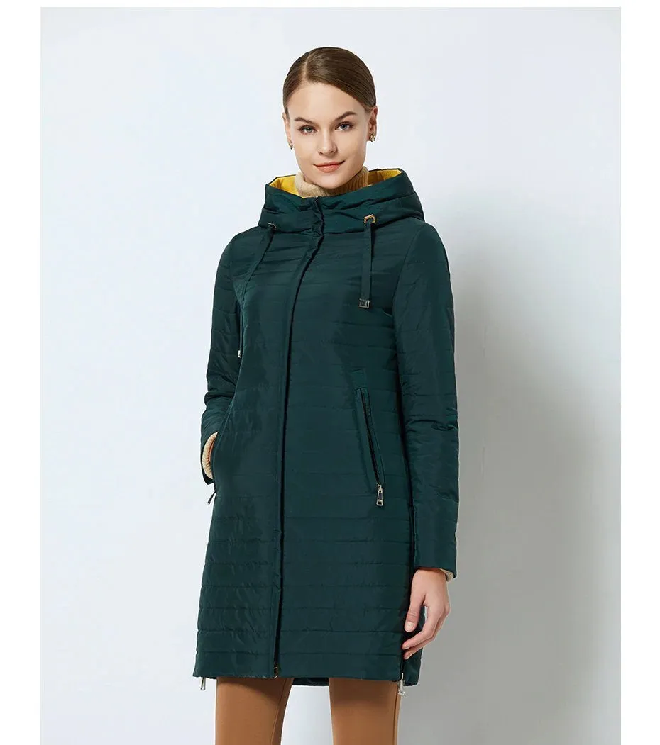 Women's Spring Warm Thin Hooded Long Coat