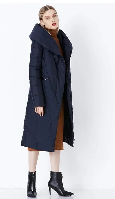 Women's Winter Warm Bio-Down Long Coat With Soft Stand Collar