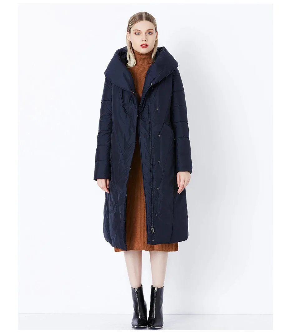 Women's Winter Warm Bio-Down Long Coat With Soft Stand Collar