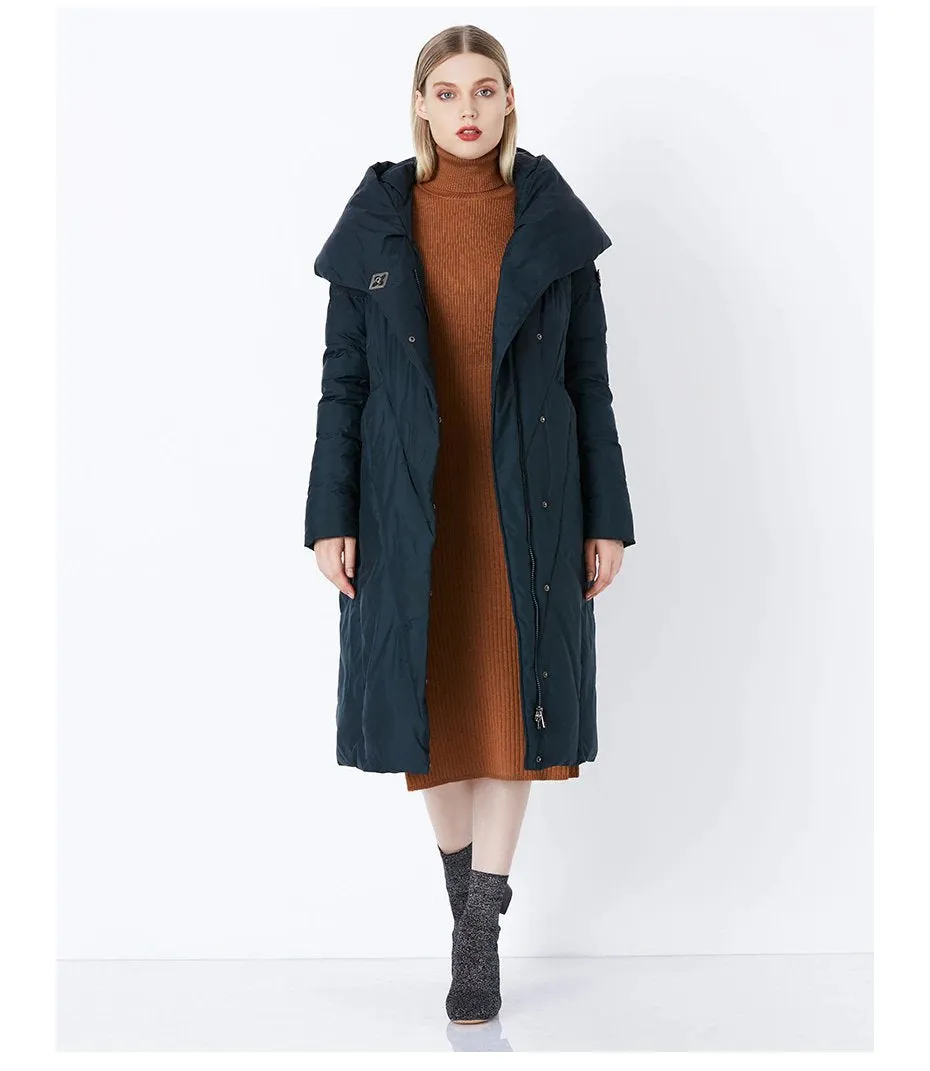 Women's Winter Warm Bio-Down Long Coat With Soft Stand Collar