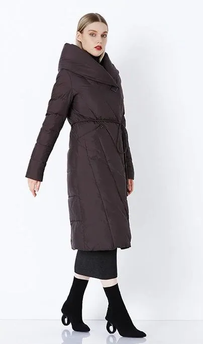 Women's Winter Warm Bio-Down Long Coat With Soft Stand Collar