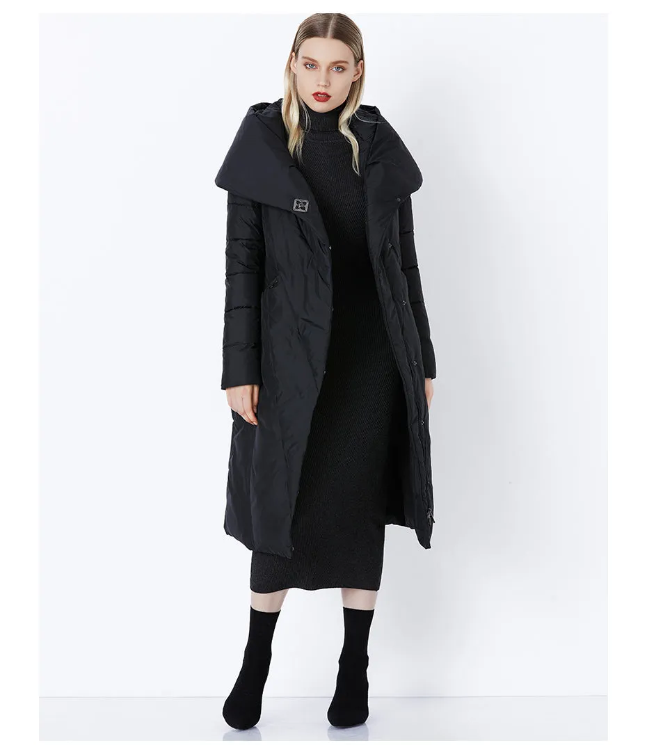 Women's Winter Warm Bio-Down Long Coat With Soft Stand Collar