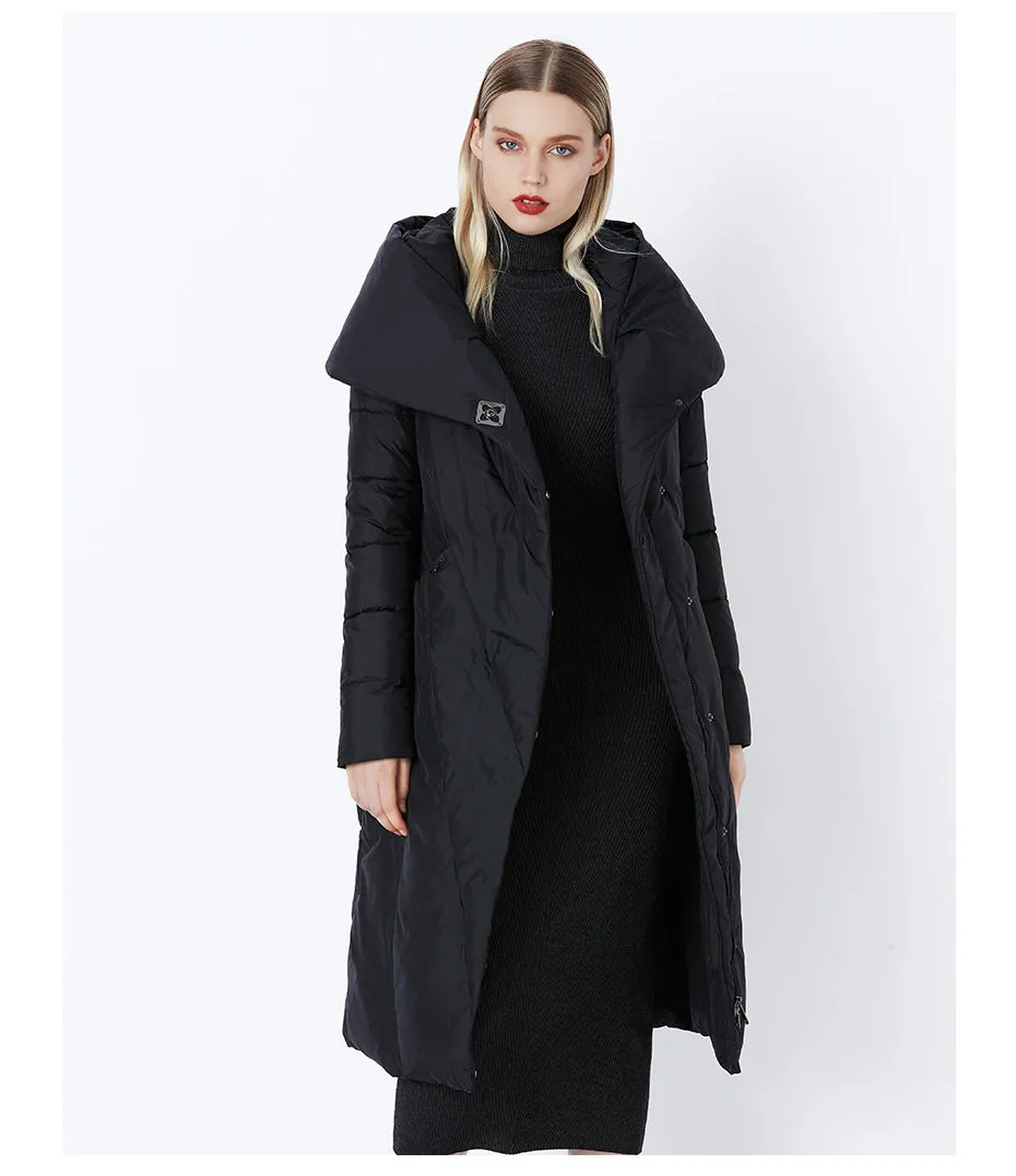 Women's Winter Warm Bio-Down Long Coat With Soft Stand Collar