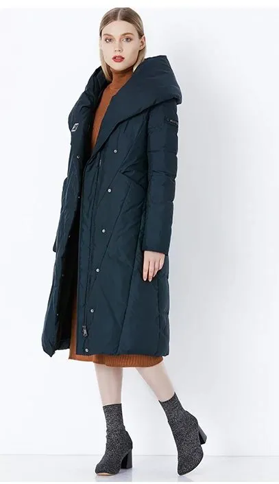 Women's Winter Warm Bio-Down Long Coat With Soft Stand Collar