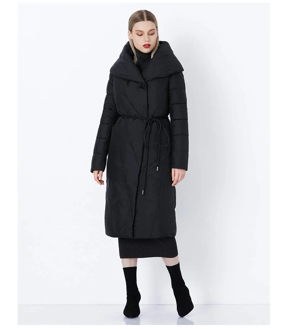 Women's Winter Warm Bio-Down Long Coat With Soft Stand Collar