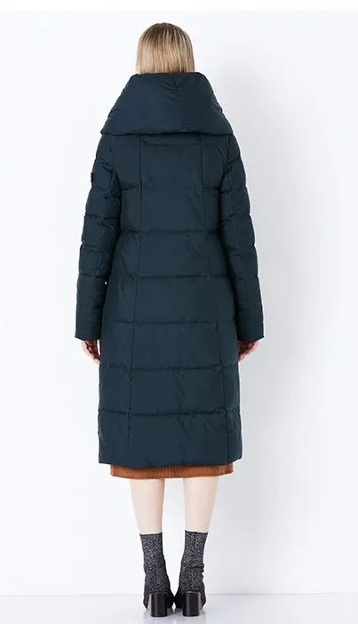 Women's Winter Warm Bio-Down Long Coat With Soft Stand Collar