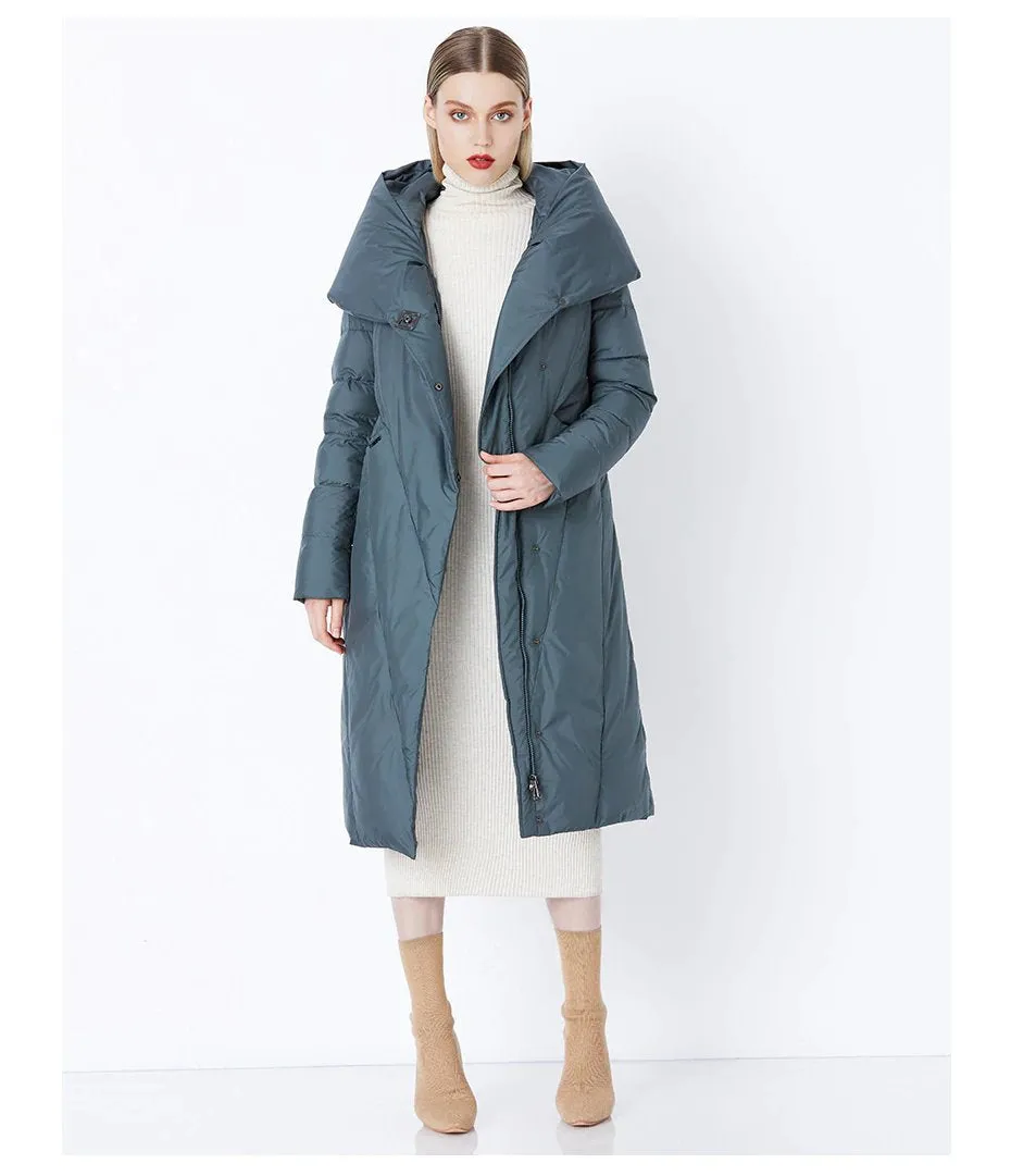 Women's Winter Warm Bio-Down Long Coat With Soft Stand Collar