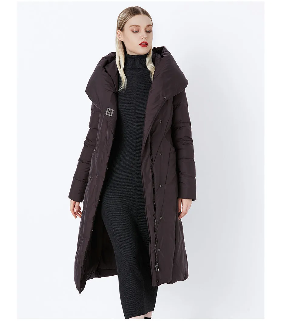 Women's Winter Warm Bio-Down Long Coat With Soft Stand Collar