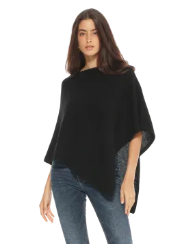 Womens's Pure Cashmere Capelet Poncho Black