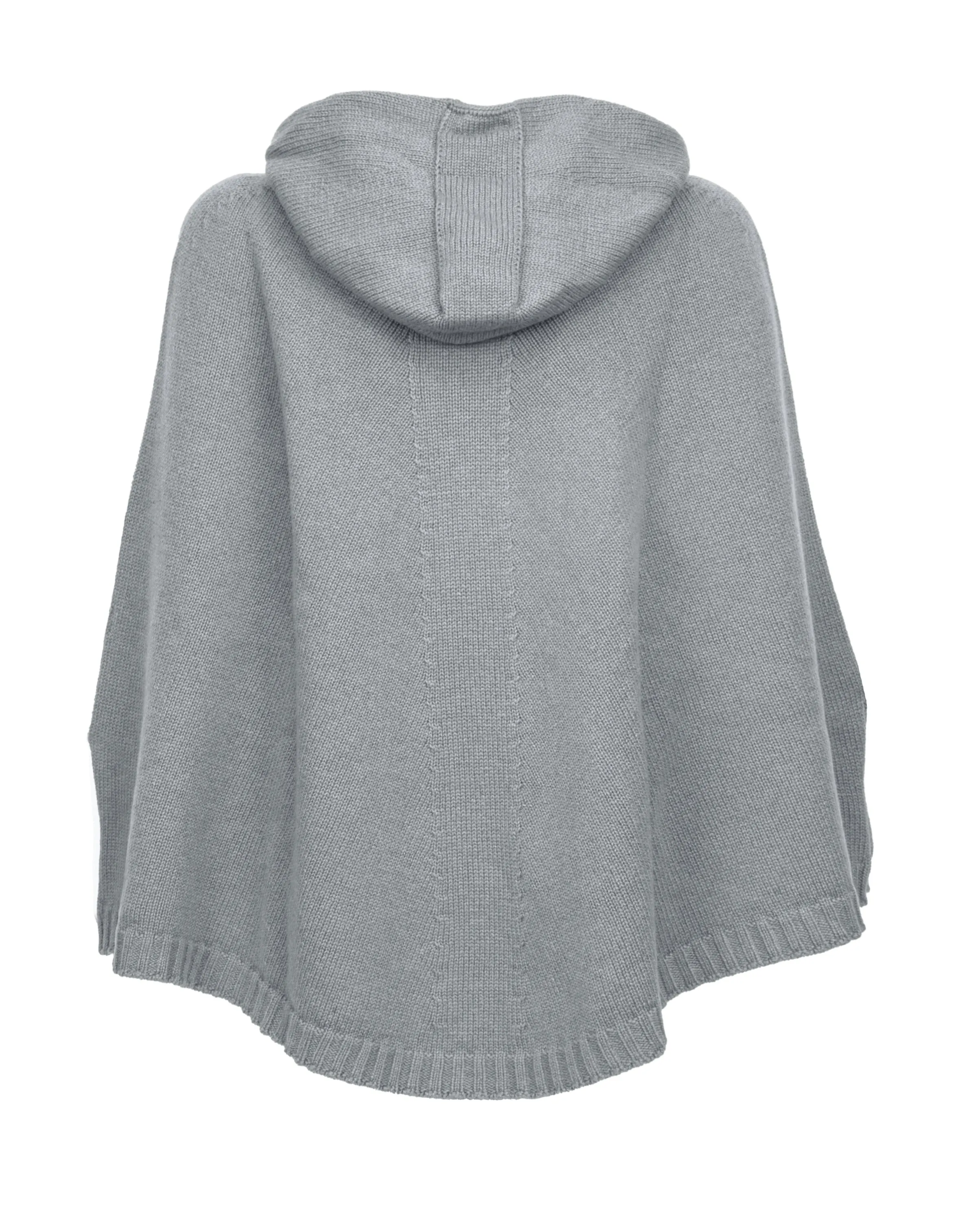 Womens's Pure Cashmere Hoodie Poncho Gray Melange