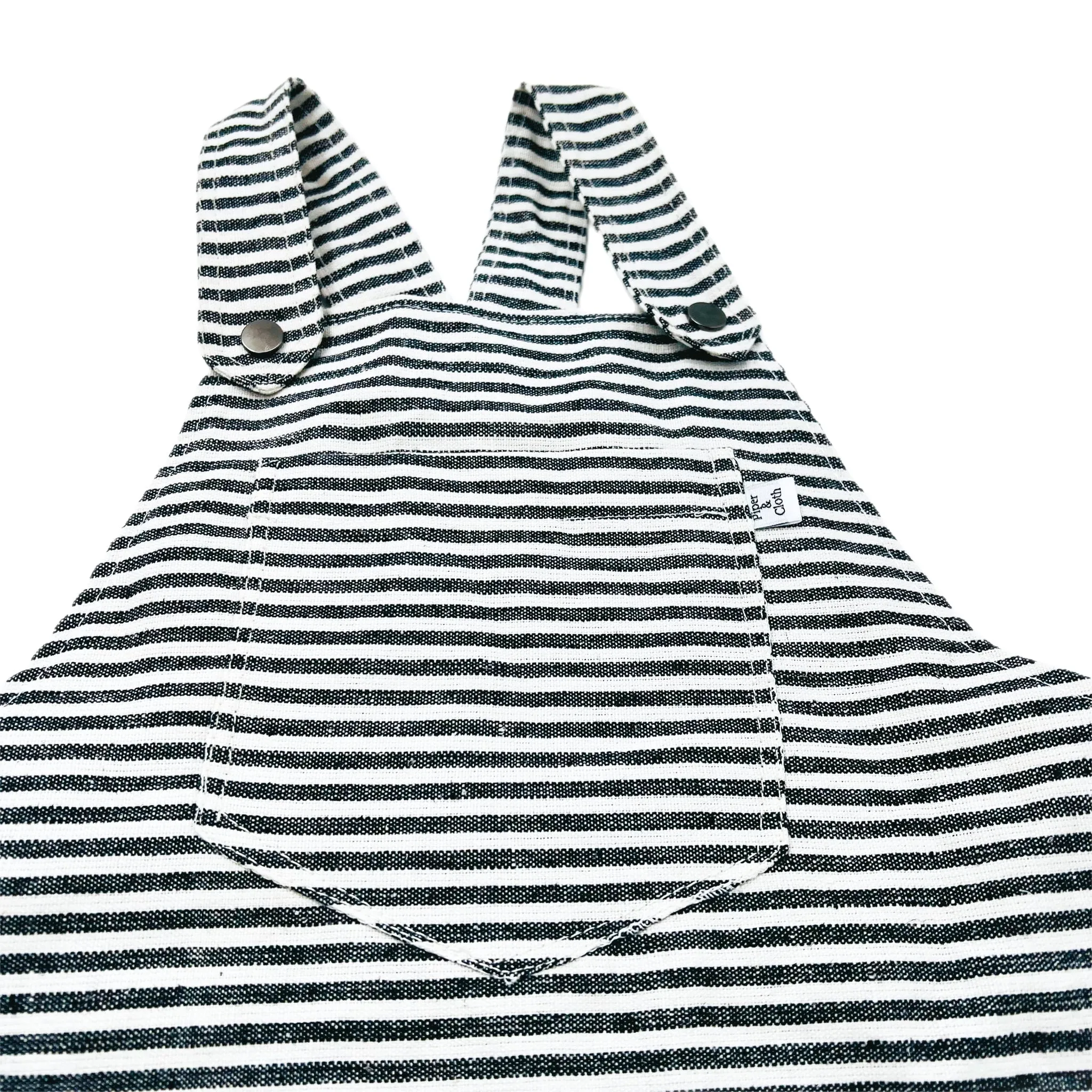 YaaYaa Overall Shorts-Black & White Stripes