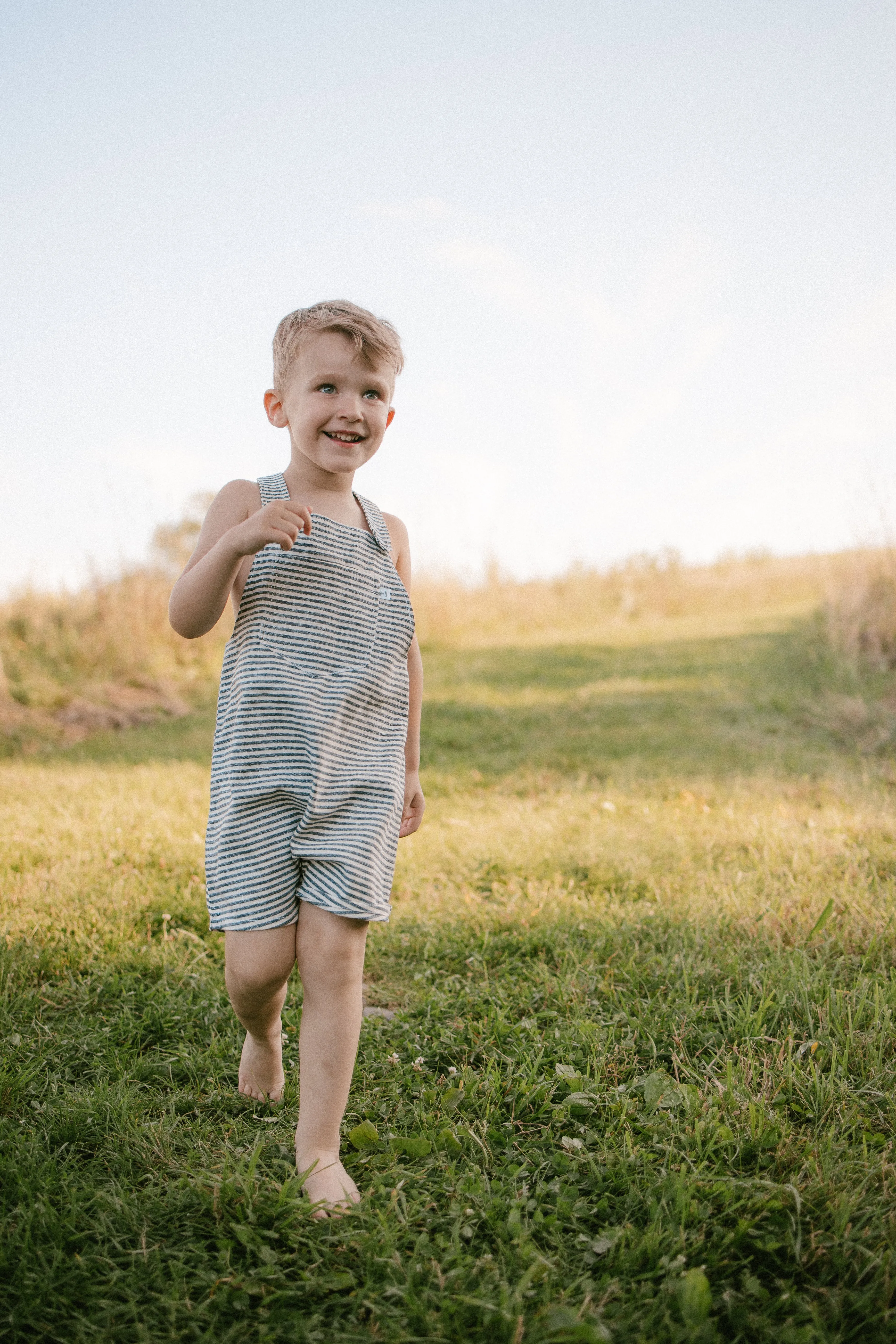 YaaYaa Overall Shorts-Black & White Stripes