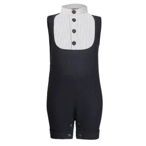 Zwarte baby overall met contrasterende kraag 