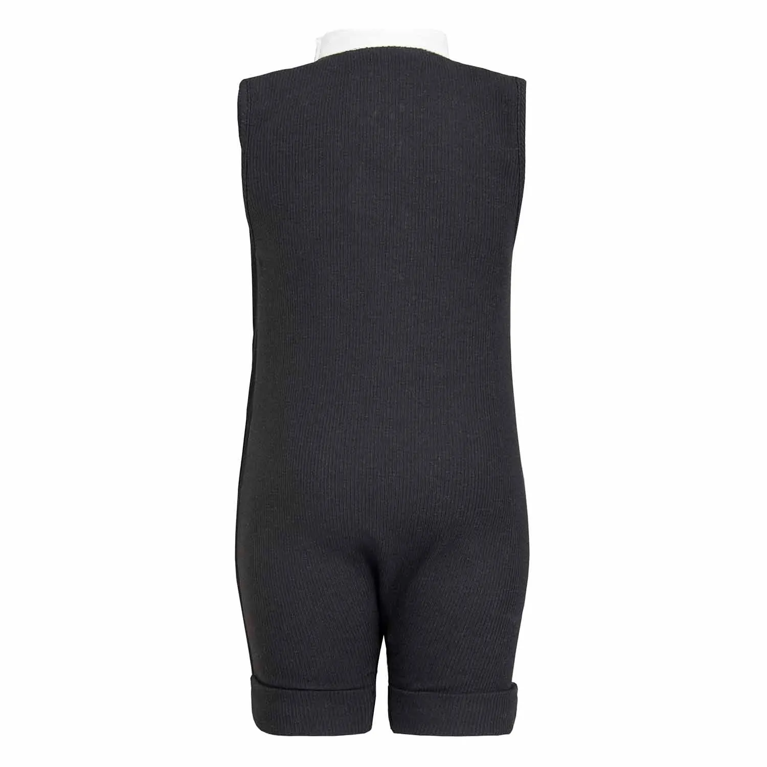 Zwarte baby overall met contrasterende kraag 